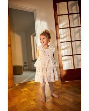 Konges Sløjd sukienka dziecięca kolor beżowy mini rozkloszowana