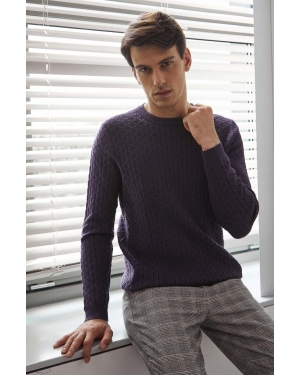 Medicine sweter męski kolor fioletowy lekki