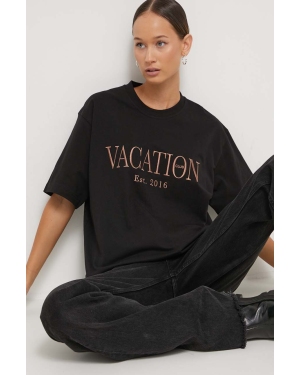 On Vacation t-shirt bawełniany kolor czarny z aplikacją