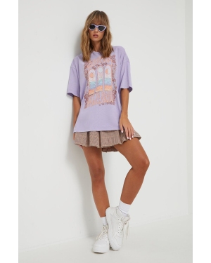 Billabong t-shirt bawełniany kolor fioletowy