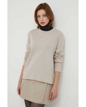 Calvin Klein bluza damska kolor beżowy gładka