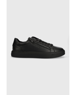 Calvin Klein sneakersy skórzane LOW TOP LACE UP W/ZIP RUBB kolor czarny HM0HM01268