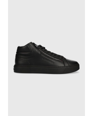 Calvin Klein sneakersy skórzane HIGH TOP LACE UP W/ZIP RUBB kolor czarny HM0HM01269