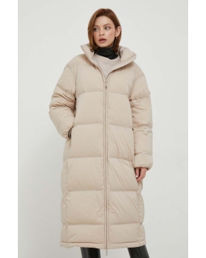 Calvin Klein kurtka puchowa damska kolor beżowy zimowa oversize