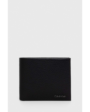 Calvin Klein portfel i brelok skórzany kolor czarny