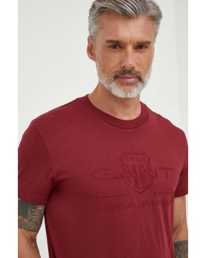 Gant t-shirt bawełniany kolor czerwony z aplikacją