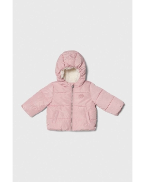 Guess kurtka niemowlęca kolor różowy