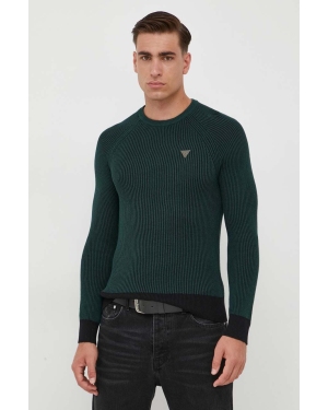 Guess sweter z domieszką wełny męski kolor zielony lekki