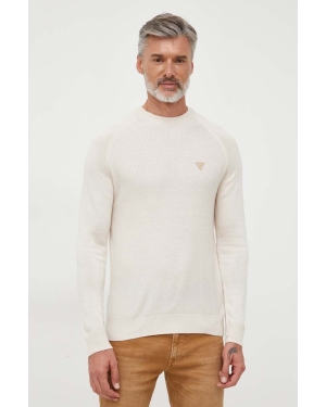 Guess sweter z domieszką wełny męski kolor beżowy
