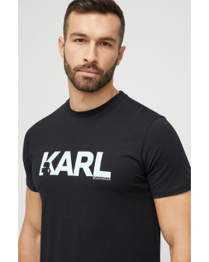 Karl Lagerfeld t-shirt bawełniany kolor czarny z nadrukiem