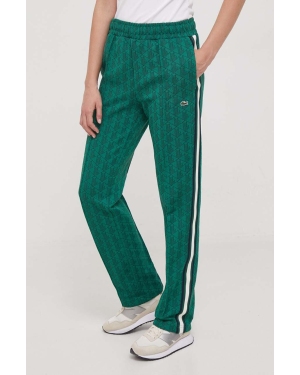 Lacoste spodnie dresowe kolor zielony wzorzyste