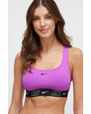 Nike biustonosz kąpielowy Logo Tape kolor fioletowy lekko usztywniona miseczka