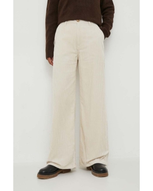 Pepe Jeans spodnie sztruksowe Cecilia kolor beżowy szerokie high waist