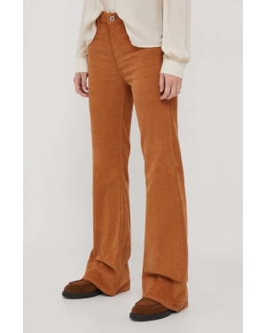 Pepe Jeans spodnie WILLA damskie kolor beżowy dzwony high waist
