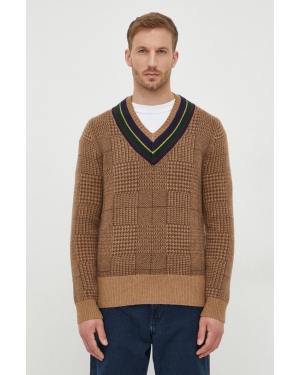 Polo Ralph Lauren sweter wełniany męski kolor beżowy ciepły