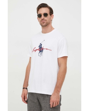 Polo Ralph Lauren t-shirt bawełniany kolor biały z nadrukiem