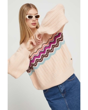 Roxy sweter damski kolor różowy ciepły