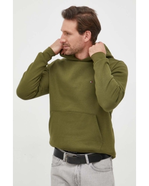 Tommy Hilfiger bluza męska kolor zielony z kapturem gładka