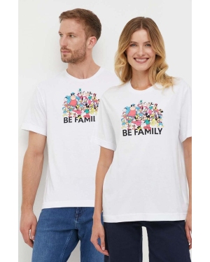 United Colors of Benetton t-shirt bawełniany x Disney kolor biały z nadrukiem
