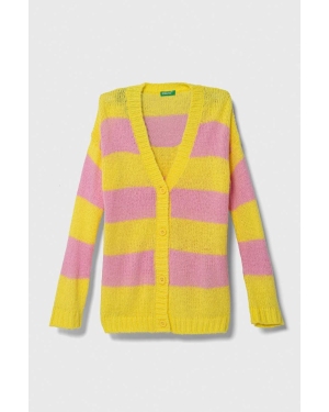 United Colors of Benetton sweter z domieszką wełny dziecięcy kolor żółty