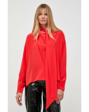 Victoria Beckham bluzka jedwabna kolor czerwony gładka