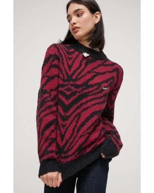 Volcom sweter z domieszką wełny damski kolor bordowy ciepły