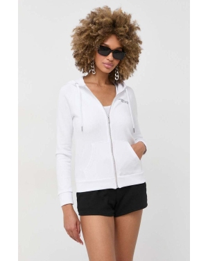 Armani Exchange bluza damska kolor biały z kapturem z aplikacją