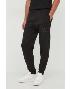 Armani Exchange spodnie dresowe kolor czarny gładkie