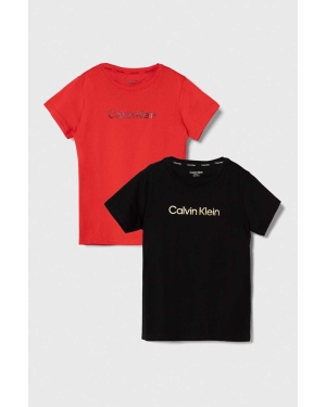 Calvin Klein Underwear t-shirt bawełniany dziecięcy 2-pack kolor czerwony