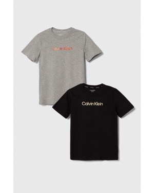 Calvin Klein Underwear t-shirt bawełniany dziecięcy 2-pack kolor szary z nadrukiem