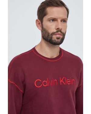 Calvin Klein Underwear bluza bawełniana lounge kolor bordowy z nadrukiem