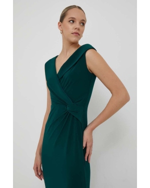 Lauren Ralph Lauren sukienka kolor zielony maxi rozkloszowana