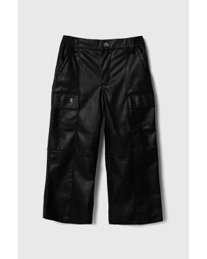 Sisley spodnie dziecięce kolor czarny gładkie
