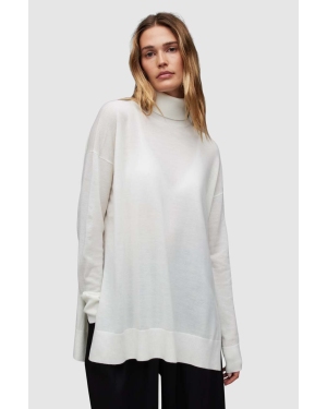 AllSaints sweter wełniany GALA MERINO damski kolor biały z golfem