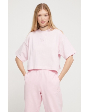 HUGO t-shirt bawełniany kolor różowy
