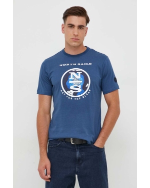 North Sails t-shirt bawełniany męski kolor niebieski z nadrukiem