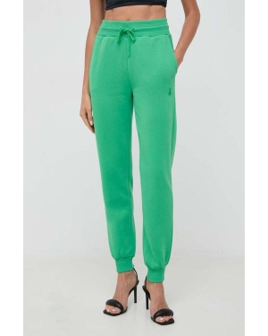 Patrizia Pepe spodnie dresowe bawełniane kolor zielony gładkie