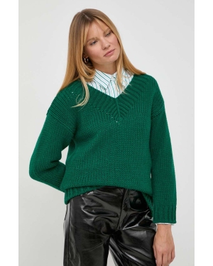 Luisa Spagnoli sweter wełniany damski kolor zielony ciepły