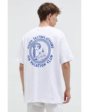 On Vacation t-shirt bawełniany męski kolor biały z nadrukiem