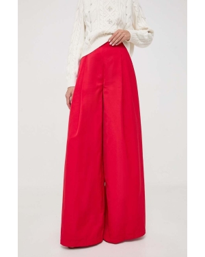 Twinset spodnie damskie kolor czerwony szerokie high waist
