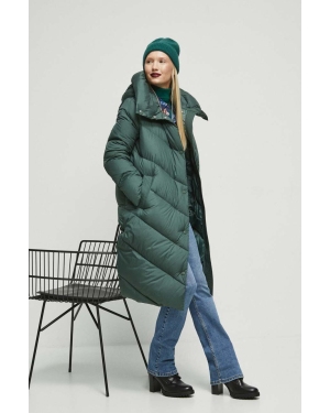 Medicine płaszcz puchowy damski kolor zielony zimowy