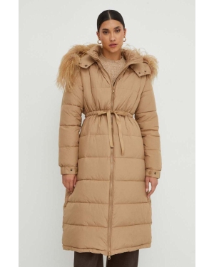 Twinset kurtka damska kolor beżowy zimowa