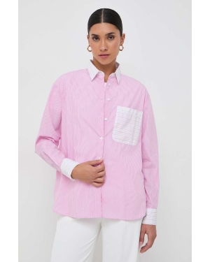 MAX&Co. koszula bawełniana damska kolor różowy relaxed z kołnierzykiem klasycznym