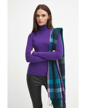 Medicine sweter damski kolor fioletowy lekki z golfem
