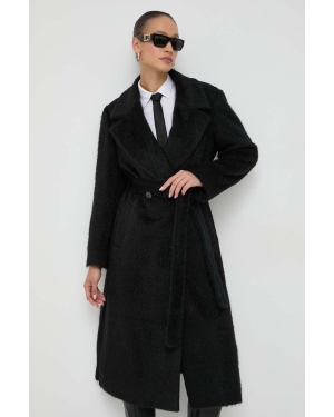 Twinset płaszcz damski kolor czarny przejściowy