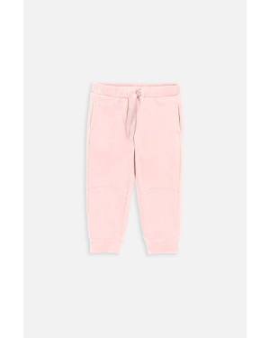 Coccodrillo spodnie dresowe niemowlęce ZC3120101SGN SOFT ALPINE GIRL NEWBORN kolor różowy gładkie