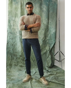 Medicine sweter z domieszką wełny męski kolor beżowy