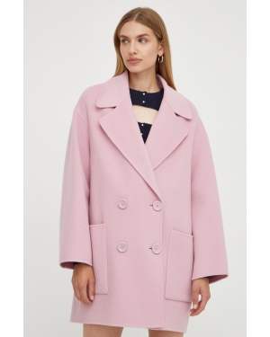 Elisabetta Franchi płaszcz wełniany kolor różowy przejściowy oversize