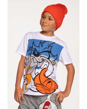 Coccodrillo t-shirt bawełniany dziecięcy x Looney Tunes kolor biały z nadrukiem