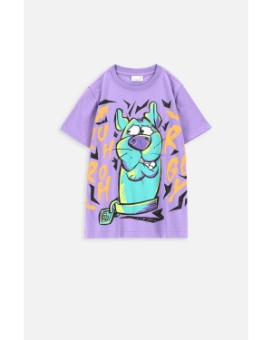 Coccodrillo t-shirt bawełniany dziecięcy x Scooby Doo kolor fioletowy z nadrukiem